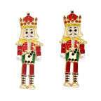 Boucles Casse-Noisette : paire pendante de Noël, détails dorés, strass et perles synthétiques