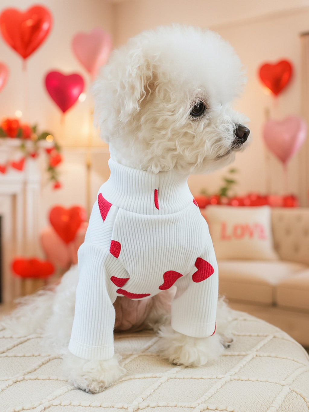 Pull Complice de cœur pour animaux : maille à cœurs, vue 7