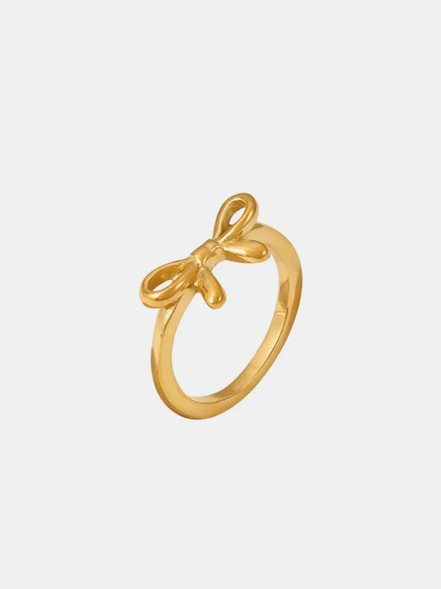Bague Petit lien : nœud en acier, finition dorée