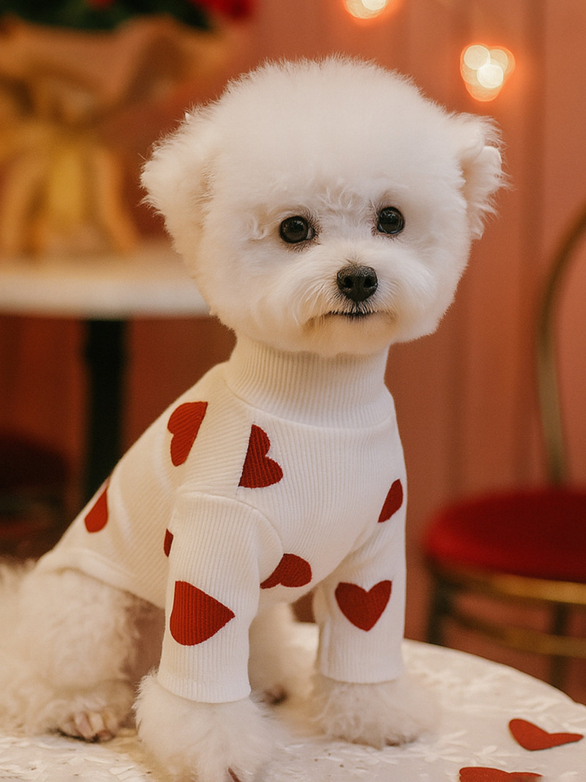 Pull Complice de cœur pour animaux : maille à cœurs, vue 8