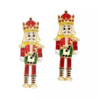 Boucles Casse-Noisette : paire pendante de Noël, détails dorés, strass et perles synthétiques