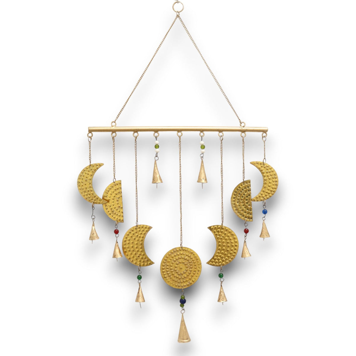 Suspension décorative — Phases de lune et perles de verre, 43 × 40 cm