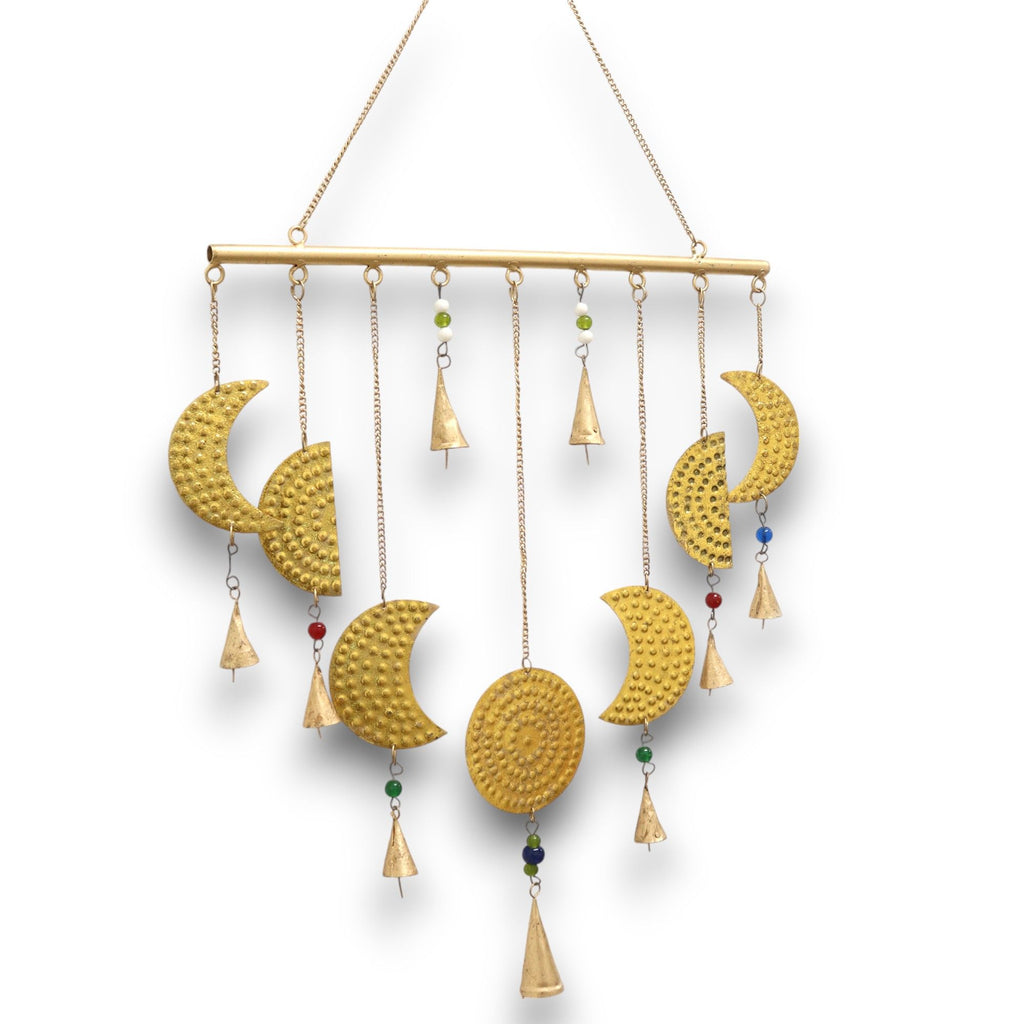 Suspension décorative — Phases de lune et perles de verre, 43 × 40 cm