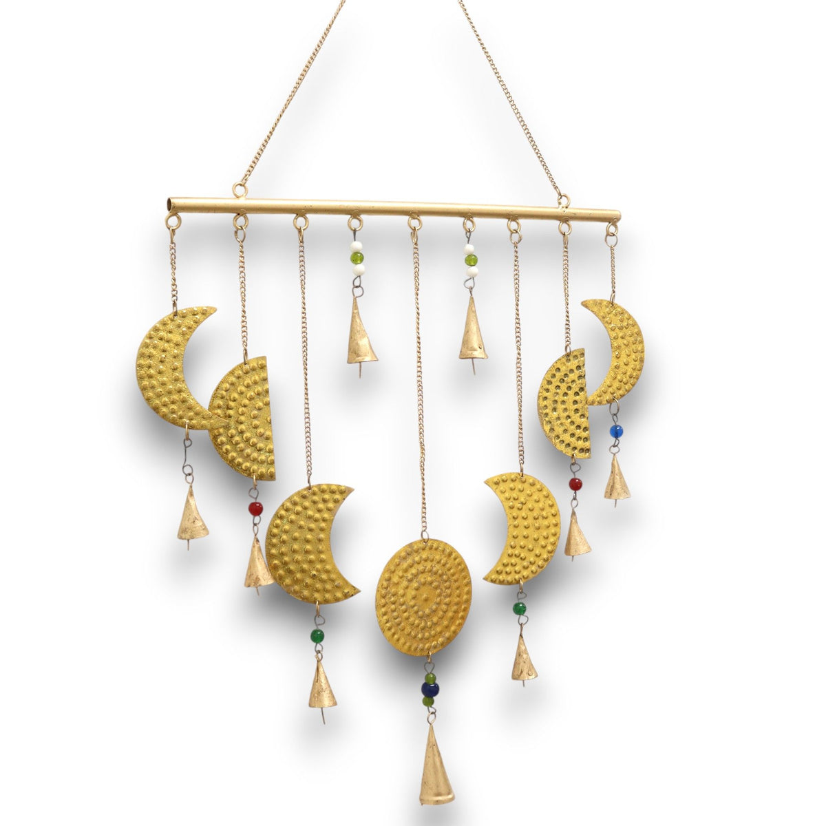 Suspension décorative — Phases de lune et perles de verre, 43 × 40 cm