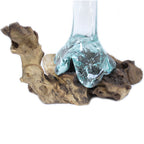Vase sculptural en verre sur bois — Chaque pièce est unique