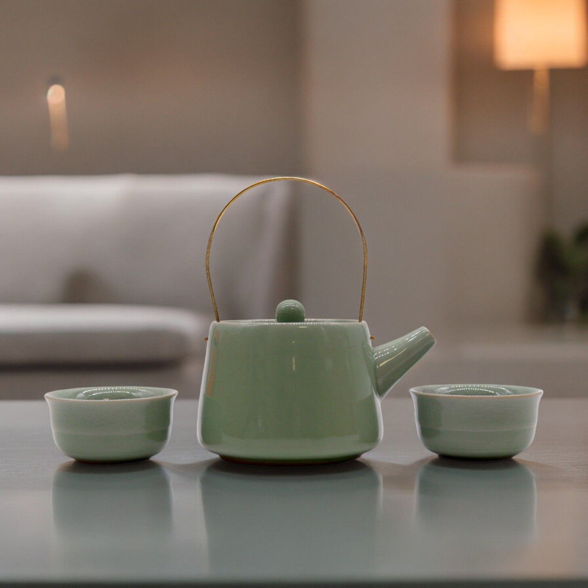 Service à thé Jade — Théière & deux tasses