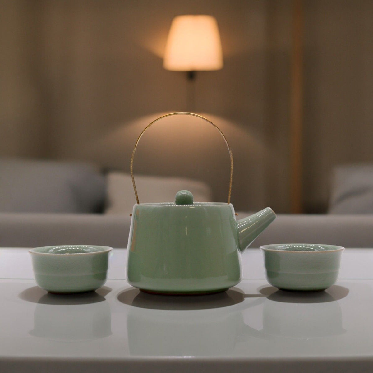 Service à thé Jade — Théière & deux tasses