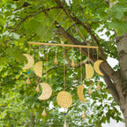 Suspension décorative — Phases de lune et perles de verre, 43 × 40 cm