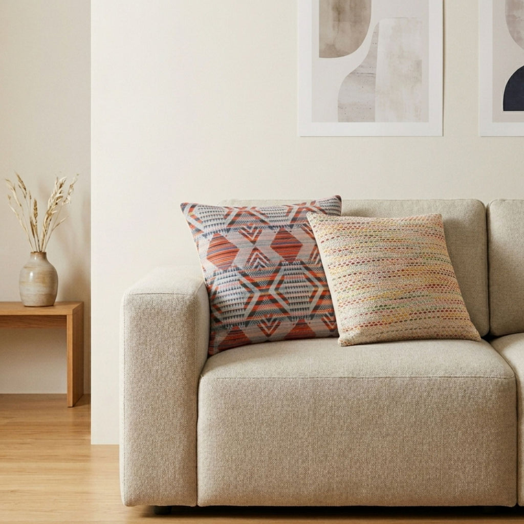 Housse de coussin en coton — Éclats multicolores, 45 × 45 cm
