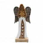Ange Étoile douce — Bois de manguier et ailes patinées, 30 cm