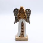 Ange Étoile douce — Bois de manguier et ailes patinées, 30 cm
