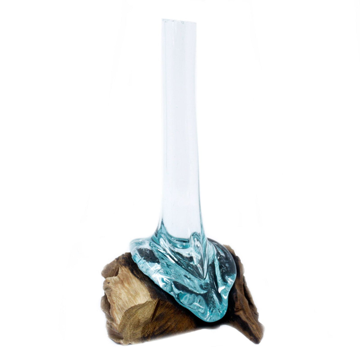 Vase sculptural en verre sur bois — Chaque pièce est unique