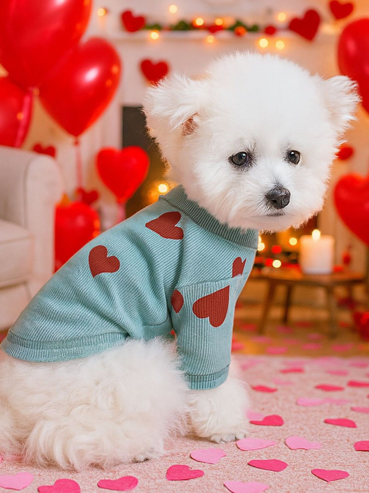 Pull Complice de cœur pour animaux : maille à cœurs, vue 9
