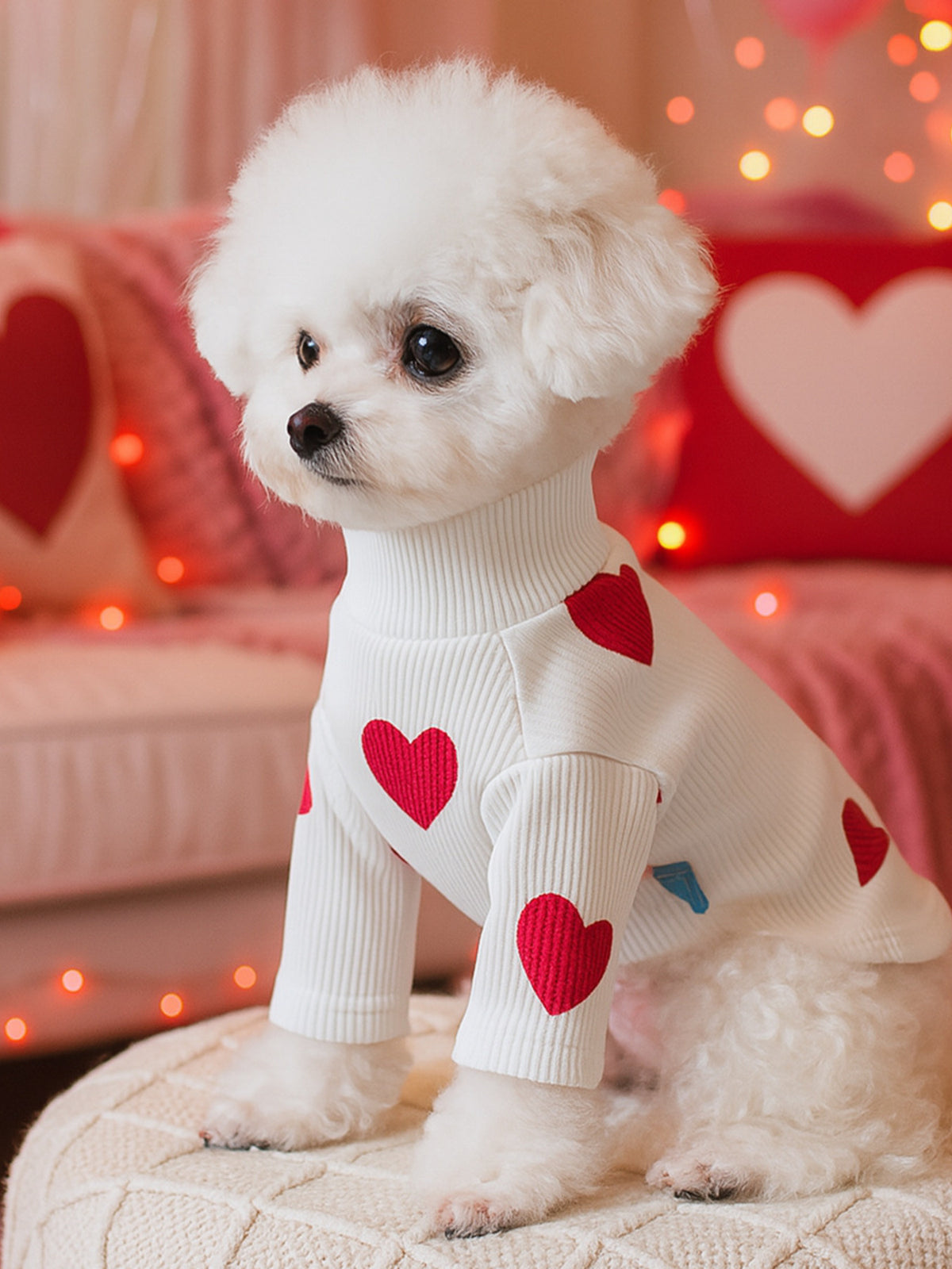 Pull Complice de cœur pour animaux : maille à cœurs, vue 6