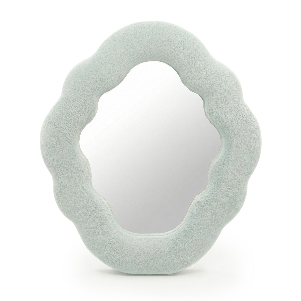 Miroir nuage avec cadre en velours bleu pâle