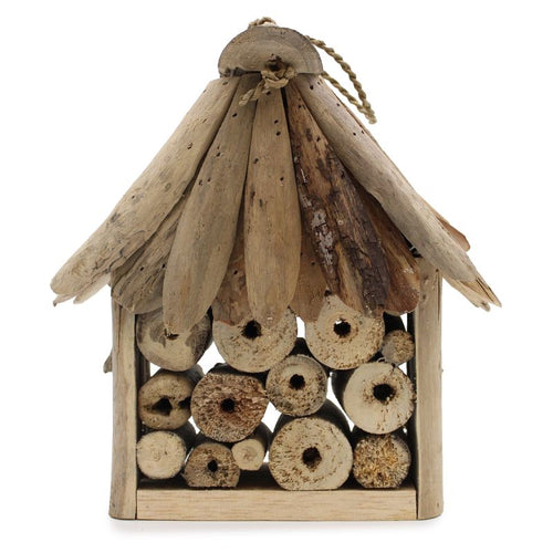 Maison à insectes Petits visiteurs, bois flotté et rondins percés
