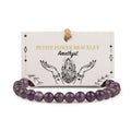 Bracelet Lueurs libres en améthyste sur sa carte illustrée