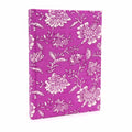 Carnet à couverture en coton fuchsia et motifs floraux clairs