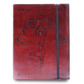 Carnet Muse lunaire en cuir gravé rouge profond