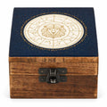 Coffret Lion céleste, bois et décor bleu nuit et doré