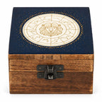 Coffret Lion céleste, bois et décor bleu nuit et doré