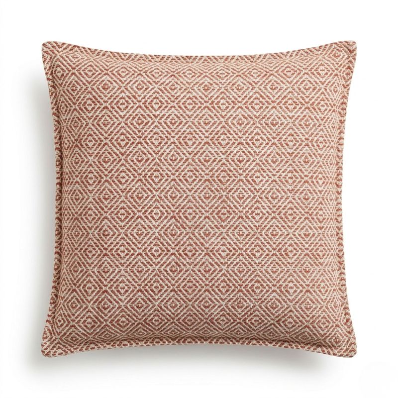 Housse de coussin en coton à petits motifs géométriques bordeaux