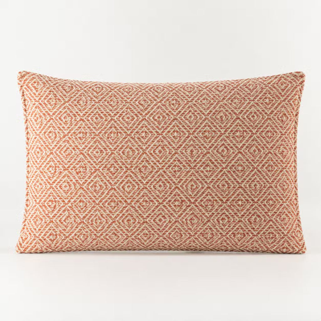Housse de coussin tissée bordeaux et écru, 30 × 50 cm ; garniture non incluse