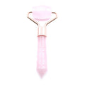 Mini-rouleau visage en quartz rose avec monture métallique