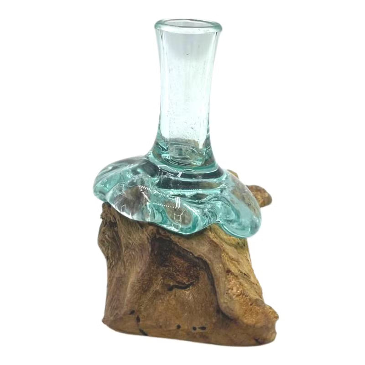 Autre exemple de finition du soliflore en verre et bois