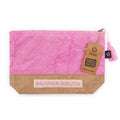 Trousse rose délavé en jute et coton